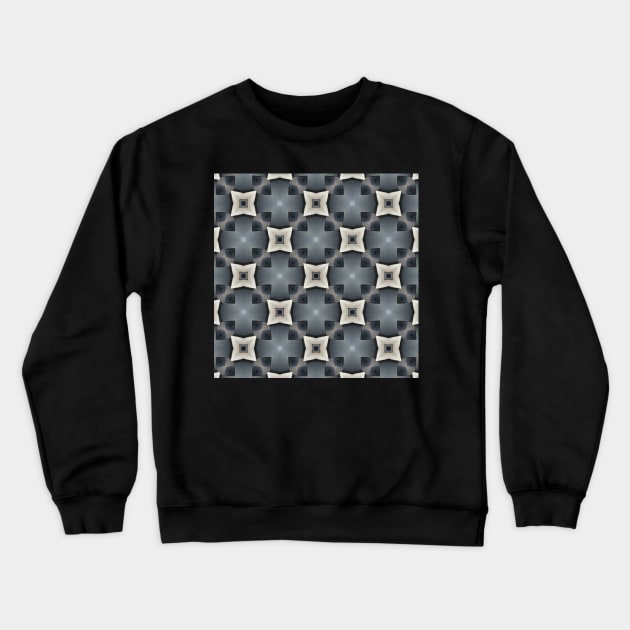 Industrial Magnolia Art Deco Spherical Cross and Flower Pattern Crewneck Sweatshirt by pelagio